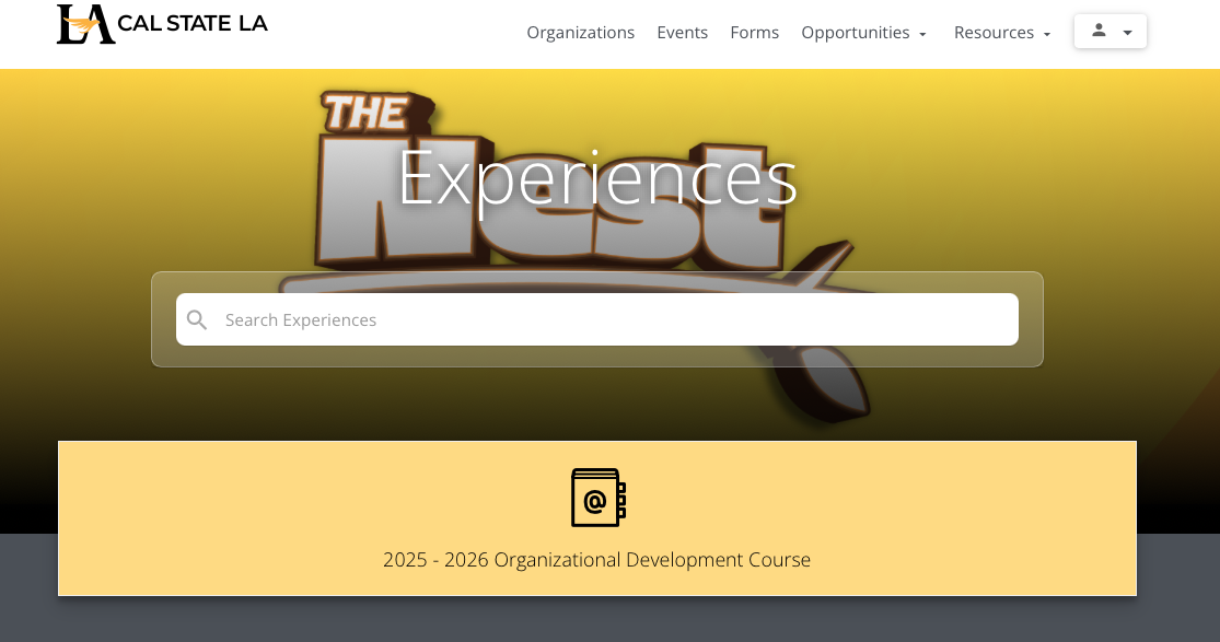 Cal State LA ‘Experiences’ page with course listing.