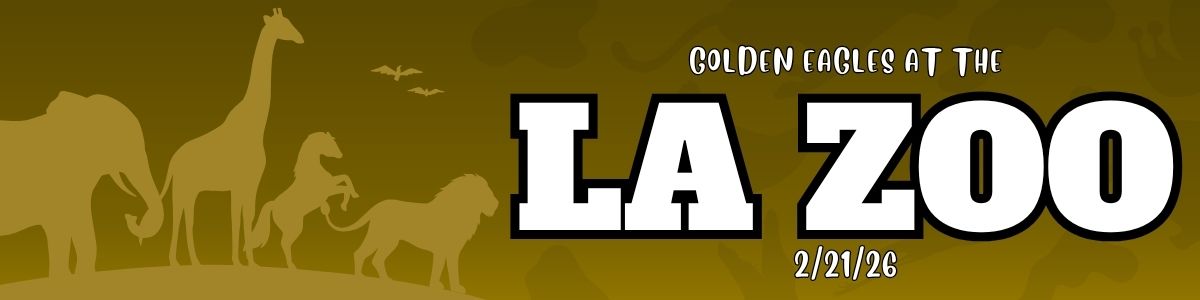 Golden Eagles at the LA Zoo 2216/26 with a gold background and silhouettes of animals