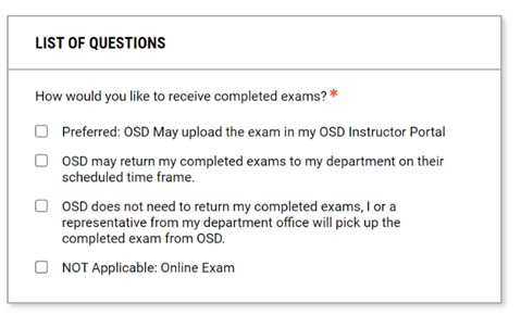 Screen Shot of Part one of the Alternative Testing Agreement Lists of questions. 