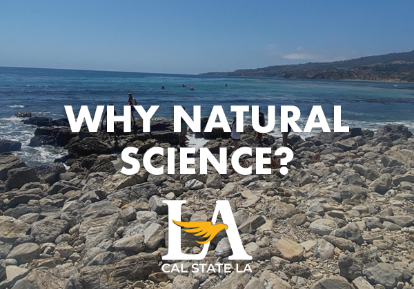 The ocean with the words "Why Natural Science?" overlayed on top of it