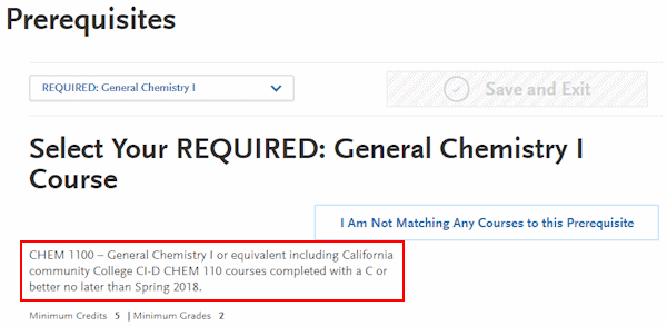 Prerequisite with a C I D course code on Cal State Apply