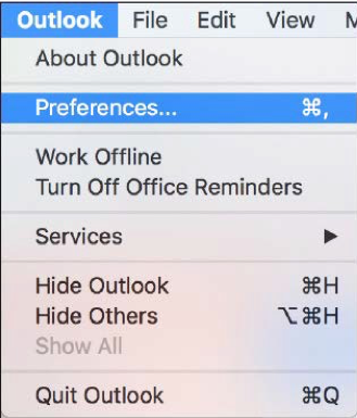 outlook menu