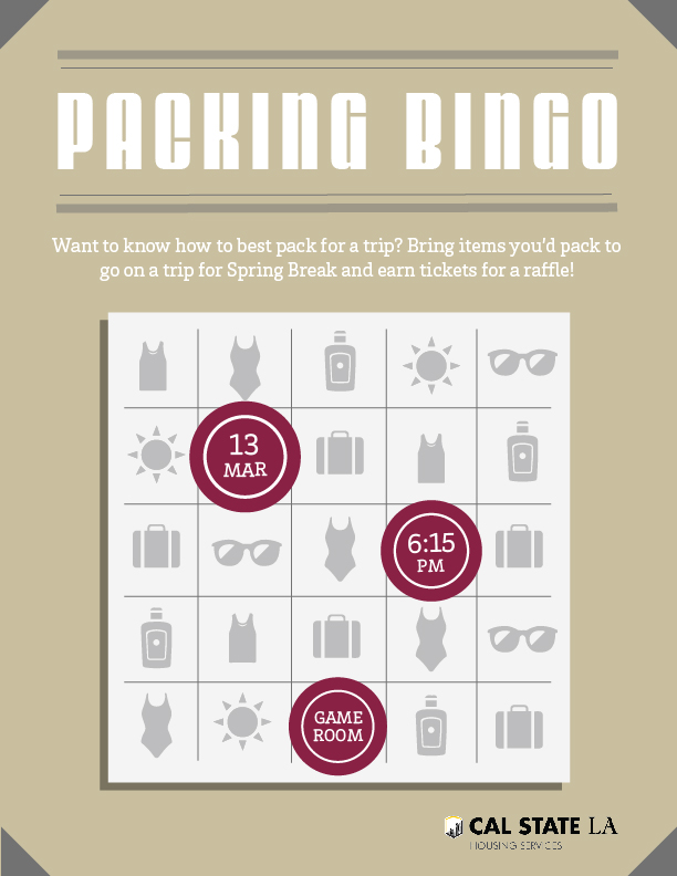 Packing bingo flyer