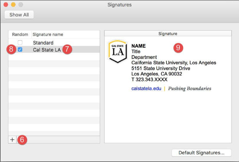 Signature dialog box