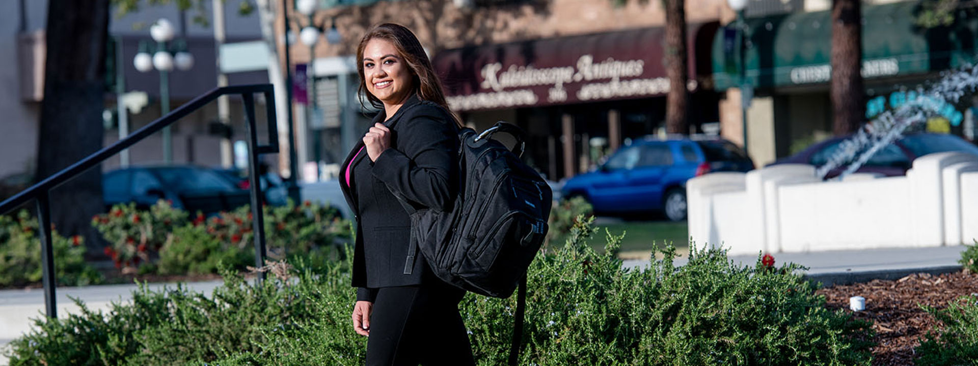 Student with a backpack 