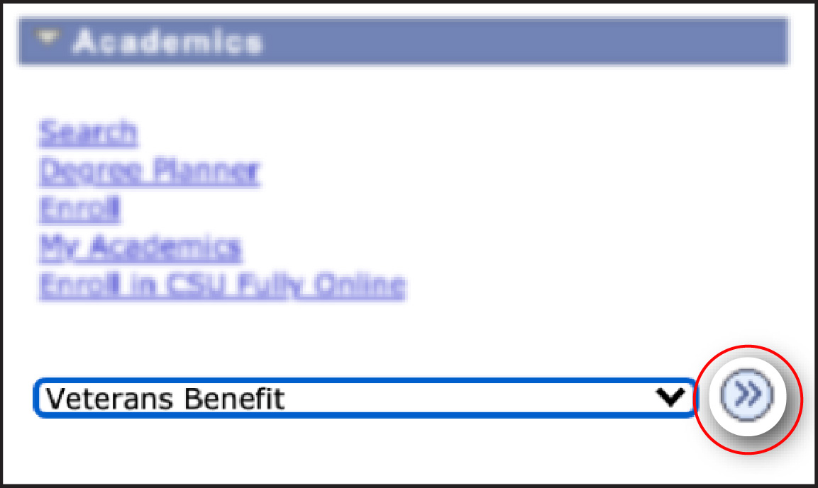 Screenshot of online form, circle around a button with two arrows.