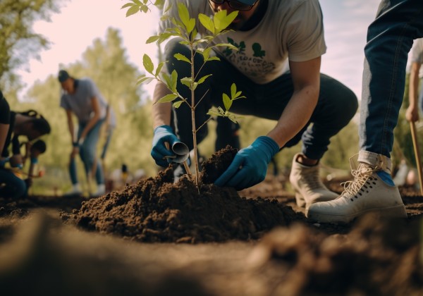 Person planting vegetables in garden