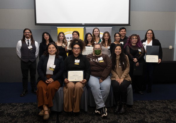 Group of scholarship recipients posing for group photo.