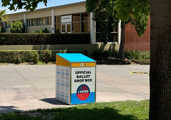 A ballot box for dropping off mail-in ballots.