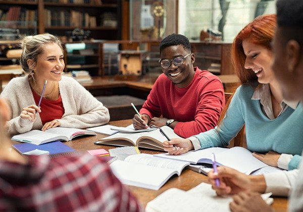 students meeting at table