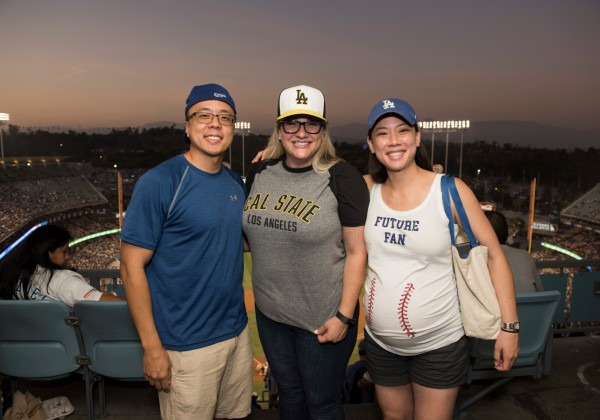 Three Cal State LA alumni at Dodger Night