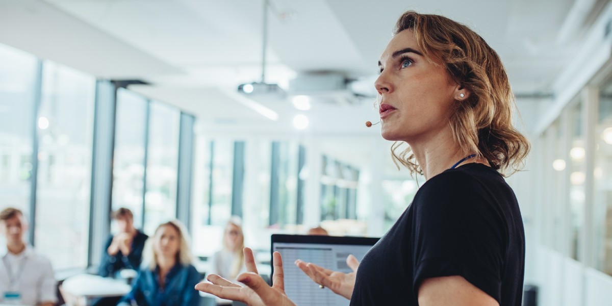 A business person leading a presentation.