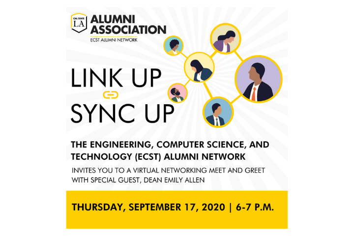 Link Up, Sync Up: ECST Alumni Network Virtual Meet and Greet Thursday, September 17, 2020 6 p.m. to  7p.m. | Zoom