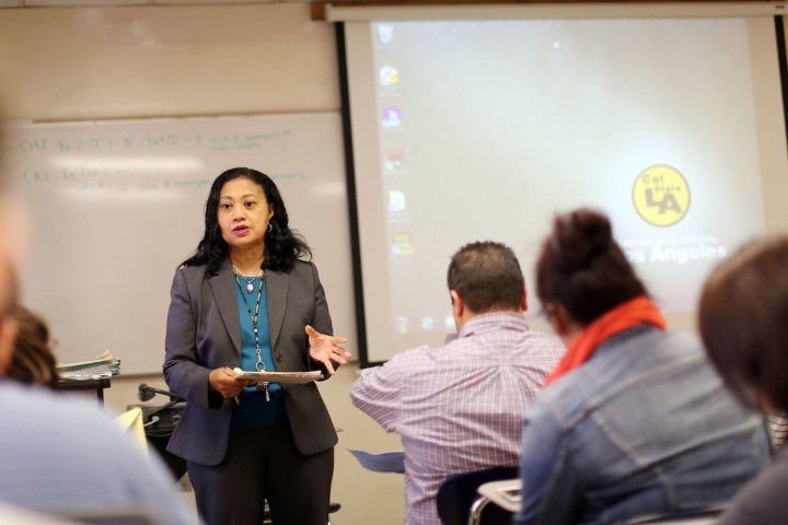 teacher teaching in classroom