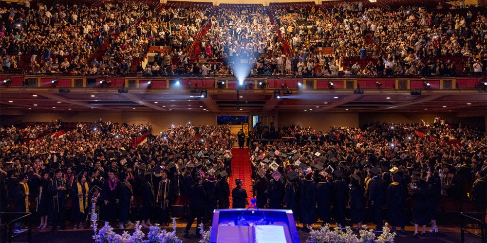 Commencement 2025 students and crowd shot