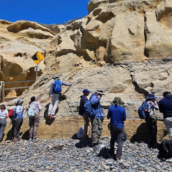 Geology students working in the field