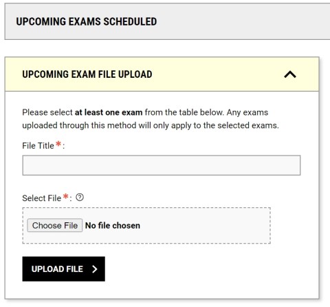 Screenshot of Upload Exam