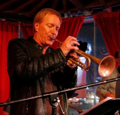 Michael Caldwell performing on the trumpet