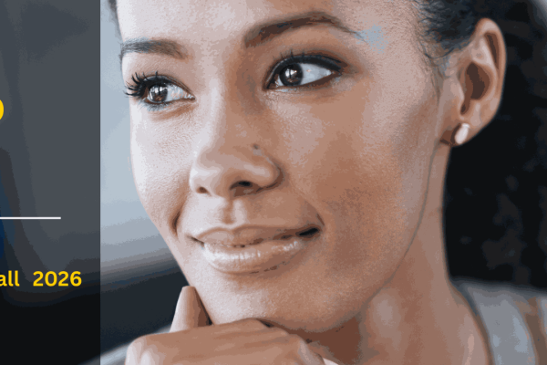 Female smiling in office.