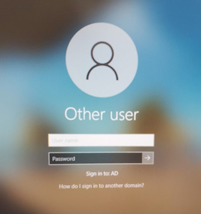 Windows 10 login screen